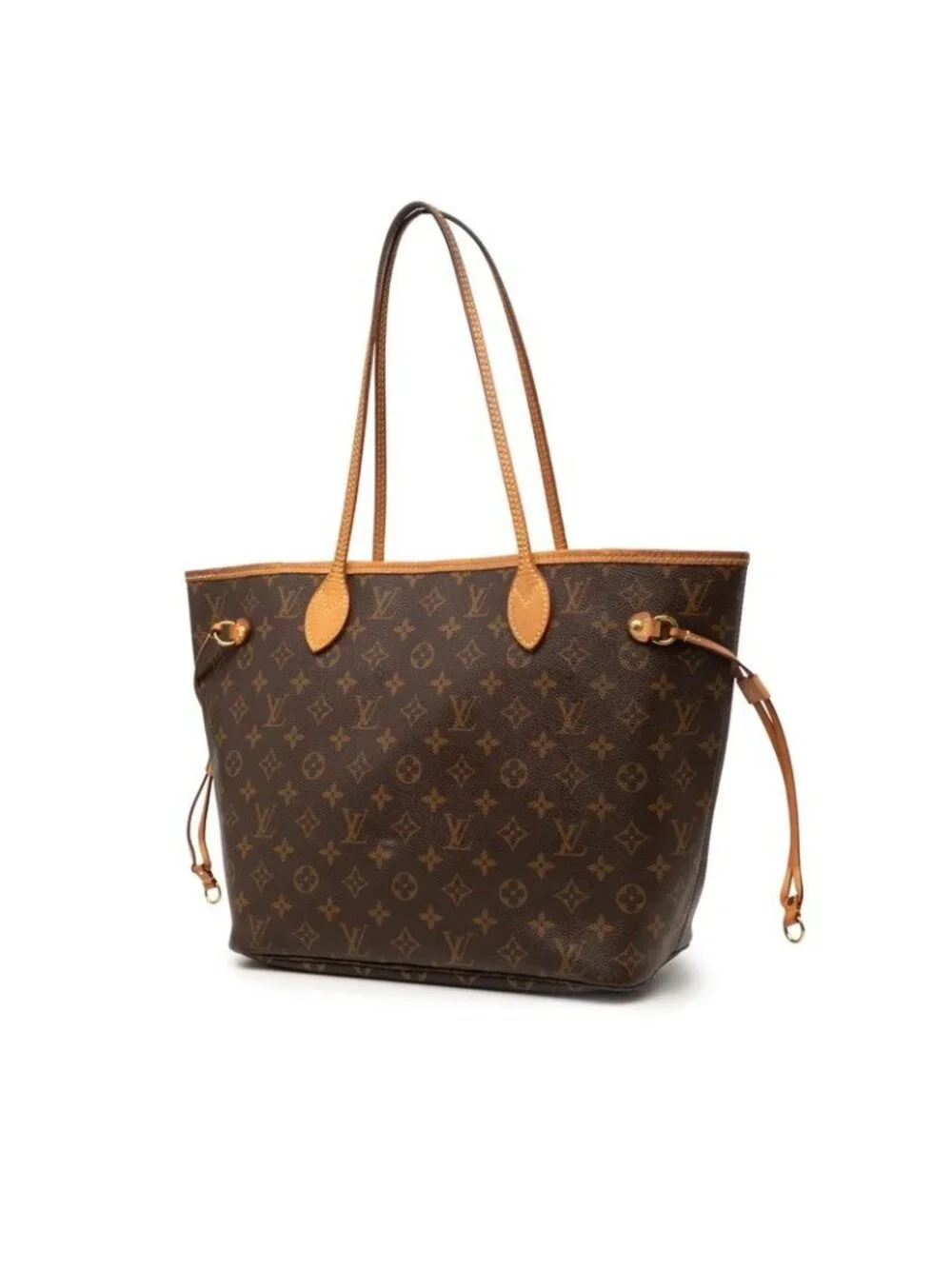 Louis Vuitton Monogram Neverfull MM Tote Shoulder Bag Brown Leather